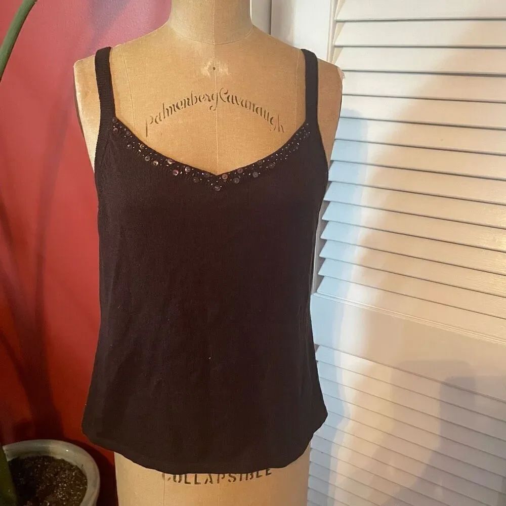 CHICO’S | dazzling loralee crew tank in fudge size 2 (m) NWT $44